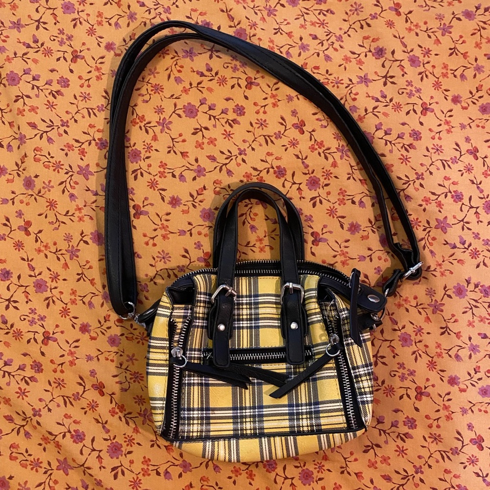 Clueless Yellow Check Plaid Purse Small Grungey Purse Bag Cute As If